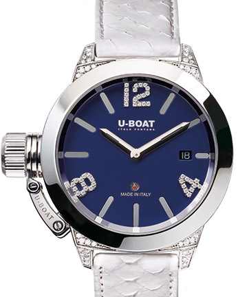 Review U-BOAT Classico 7077 SS Blue White Diamonds Replica watch - Click Image to Close